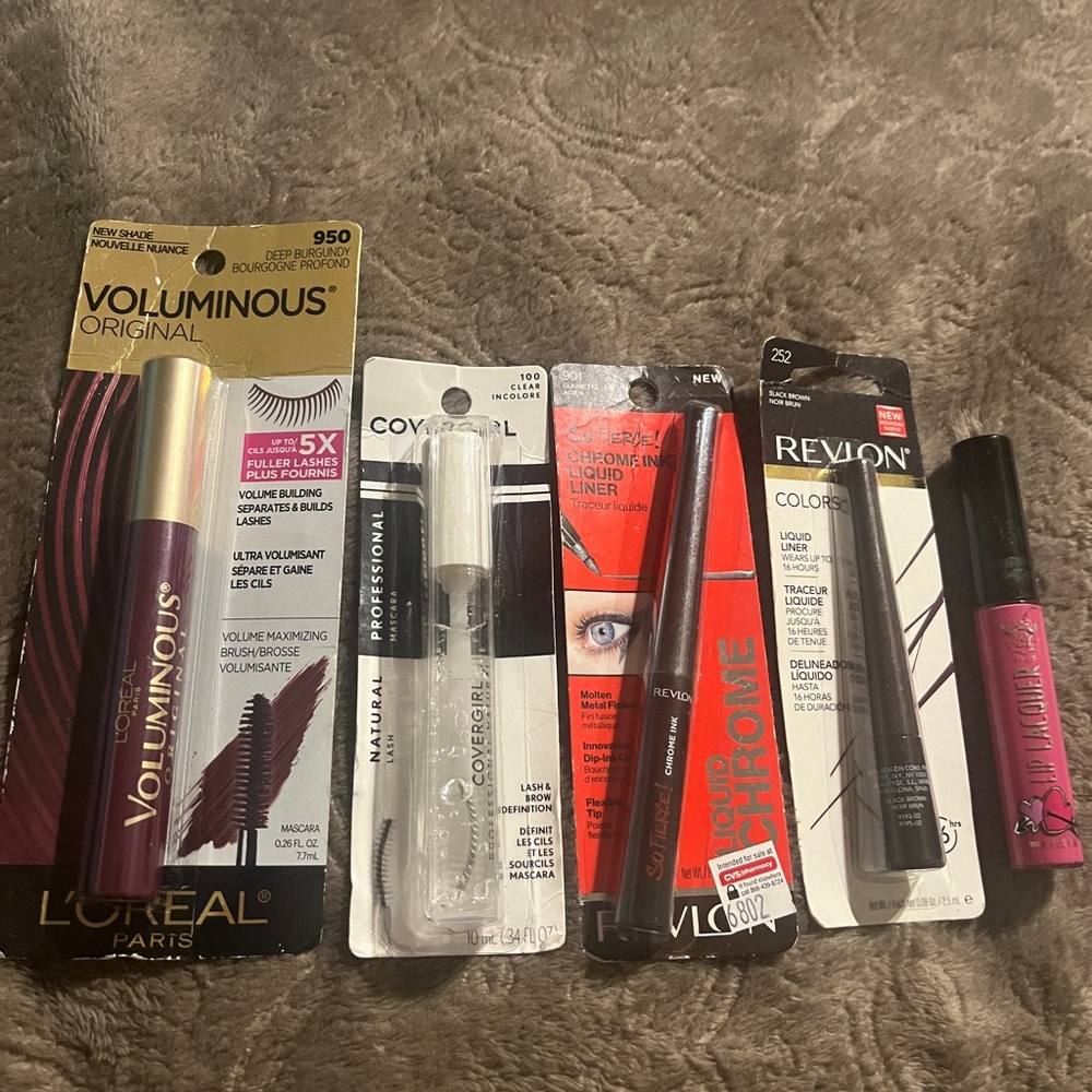Covergirl,Revlon , L’Oréal - Mascara & Liquid Liner ,& Lip L. Lot -5 New